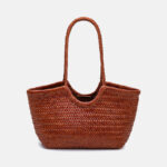 Sac fourre-tout vintage en cuir de grain supérieur tressé pour femmes