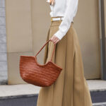 Sac fourre-tout vintage en cuir de grain supérieur tressé pour femmes
