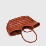 Sac fourre-tout vintage en cuir de grain supérieur tressé pour femmes