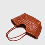 Sac fourre-tout vintage en cuir de grain supérieur tressé pour femmes