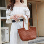 Sac fourre-tout vintage en cuir de grain supérieur tressé pour femmes
