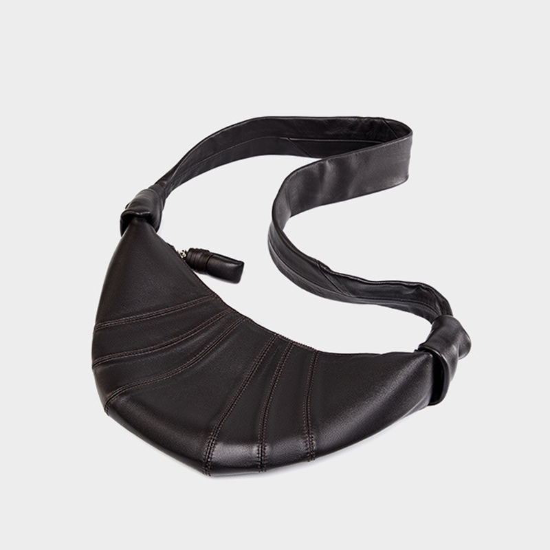 Women's Lambskin Dumpling-Shaped Zipper Crossbody Shoulder Bags