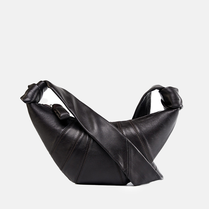 Women's Lambskin Dumpling-Shaped Zipper Crossbody Shoulder Bags