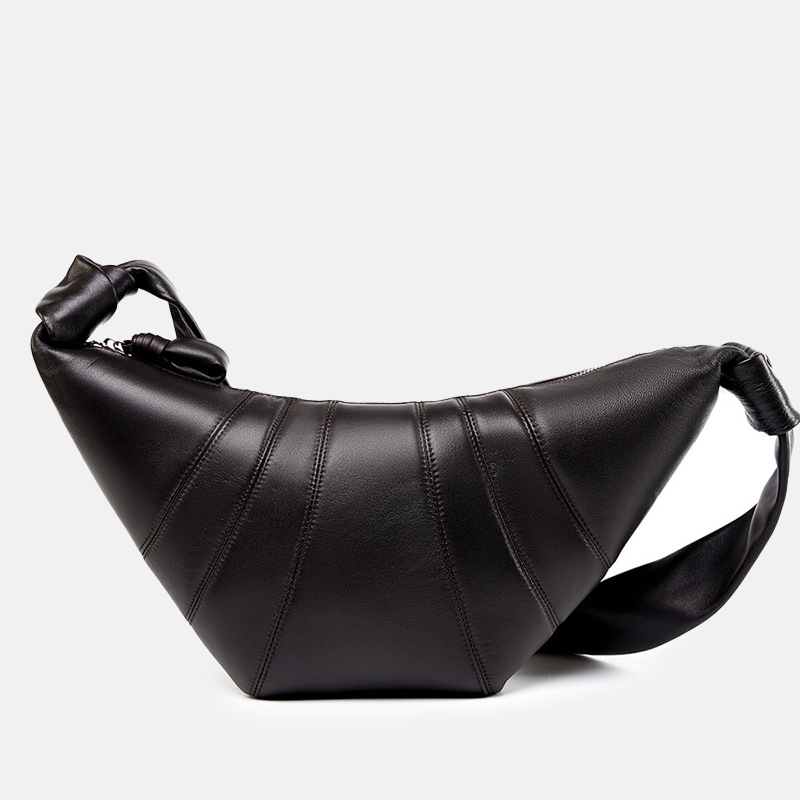 Women's Lambskin Dumpling-Shaped Zipper Crossbody Shoulder Bags