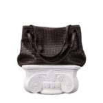 Women's Large Vintage Woven Lambskin Leather Shoulder Tote Bag
