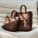 Damen Minimalistisch Geflochtenes Gespaltenes Leder Hohle Crossbody Schulterriemen Tote Handtasche