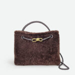Femmes Vintage Lambswool Plush Metal Bow Shoulder Crossbody Handbag