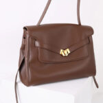 Women's Vintage Leather Shoulder Satchel Bag In Gold Hardware