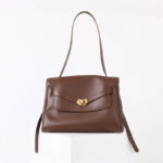 Women's Vintage Leather Shoulder Satchel Bag In Gold Hardware