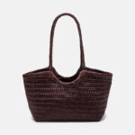 Sac fourre-tout vintage en cuir de grain supérieur tressé pour femmes