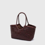 Sac fourre-tout vintage en cuir de grain supérieur tressé pour femmes