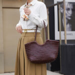 Sac fourre-tout vintage en cuir de grain supérieur tressé pour femmes