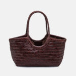 Sac fourre-tout vintage en cuir de grain supérieur tressé pour femmes