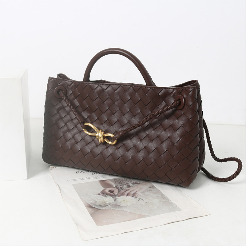 Women's Woven Leather Bow Rope Crossbody Shoulder Handbag