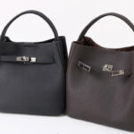 Women's Vintage Full-Grain Leather Crossbody Shoulder Bucket Handbag In Silver Hardware