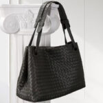 Women's Large Vintage Woven Lambskin Leather Shoulder Tote Bag