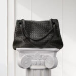 Women's Large Vintage Woven Lambskin Leather Shoulder Tote Bag