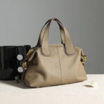 Minimalistische Damen Vollnarbenleder Reißverschluss Crossbody Schulterriemen Top Handle Tasche