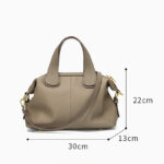 Minimalistische Damen Vollnarbenleder Reißverschluss Crossbody Schulterriemen Top Handle Tasche