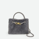 Femmes Vintage Lambswool Plush Metal Bow Shoulder Crossbody Handbag