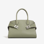 Minimalistische Damen Vollnarbenleder Schulter Crossbody Top Handle Tasche mit silberner Hardware
