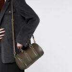 Women's Vintage Top-Grain Leather Pillow-Shaped Zipper Crossbody Shoulder Handbag In Gold Hardware