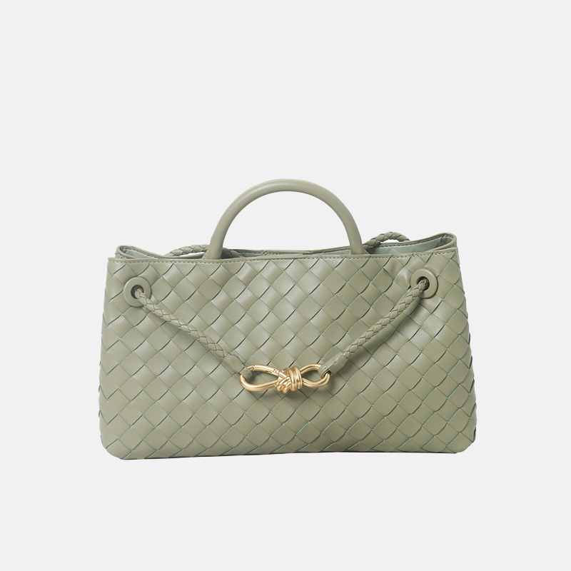 Women's Woven Leather Bow Rope Crossbody Shoulder Handbag