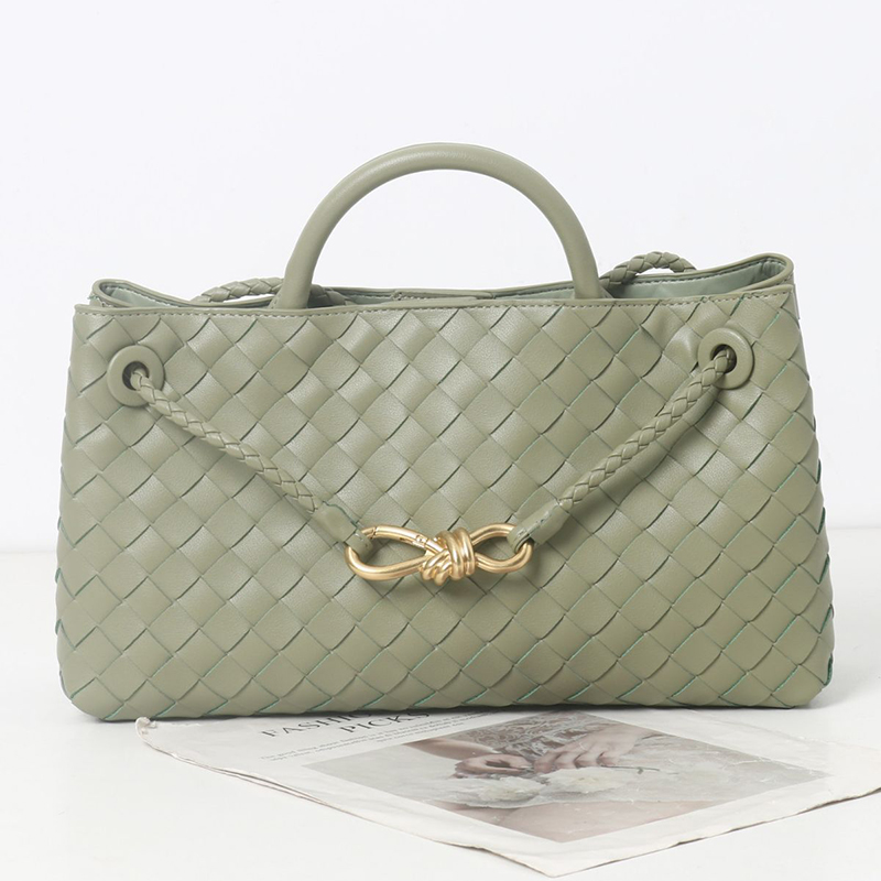 Women's Woven Leather Bow Rope Crossbody Shoulder Handbag
