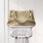 Women's Large Vintage Woven Lambskin Leather Shoulder Tote Bag