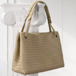 Women's Large Vintage Woven Lambskin Leather Shoulder Tote Bag