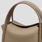 Women's Khaki Minimalist Split Leather Bucket Handbags