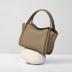 Women's Khaki Minimalist Split Leather Bucket Handbags