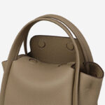 Women's Khaki Minimalist Split Leather Bucket Handbags