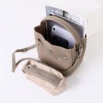 Women's Vintage Full-Grain Leather Crossbody Shoulder Bucket Handbag In Silver Hardware