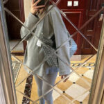 Women’s Leather PVC Printed Canvas Hobo Shoulder Bag