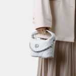 Damen Vintage gesteppt Top-Grain Leder Kette Crossbody Umhängetasche In Silber Hardware