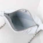 Damen Vintage gesteppt Top-Grain Leder Kette Crossbody Umhängetasche In Silber Hardware