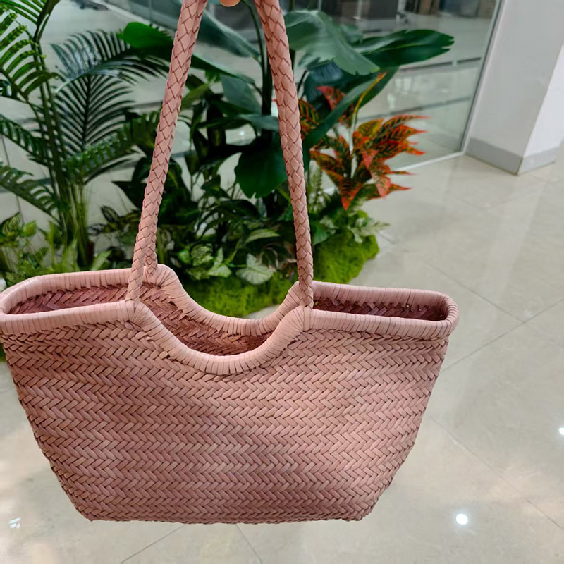 Sac fourre-tout vintage en cuir de grain supérieur tressé pour femmes
