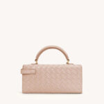 Sac à main en cuir véritable tissé pour femmes avec fermeture en or