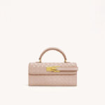 Sac à main en cuir véritable tissé pour femmes avec fermeture en or