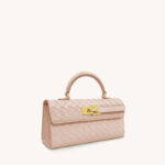 Sac à main en cuir véritable tissé pour femmes avec fermeture en or