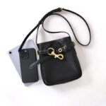 Women's Small Vintage Top-Grain Leather Buckle Crossbody  Shoulder Bag In Gold Hardware