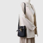 Women's Small Vintage Top-Grain Leather Buckle Crossbody  Shoulder Bag In Gold Hardware
