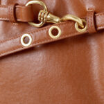 Women's Small Vintage Top-Grain Leather Buckle Crossbody  Shoulder Bag In Gold Hardware