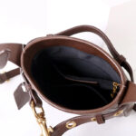 Women's Small Vintage Top-Grain Leather Buckle Crossbody  Shoulder Bag In Gold Hardware