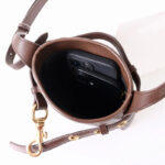 Women's Small Vintage Top-Grain Leather Buckle Crossbody  Shoulder Bag In Gold Hardware