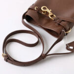 Women's Small Vintage Top-Grain Leather Buckle Crossbody  Shoulder Bag In Gold Hardware