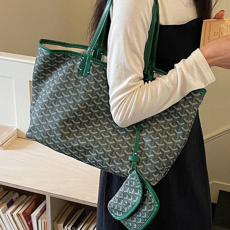 Fourre-tout en cuir fendu PVC Canvas imprimé géométrique pour femmes