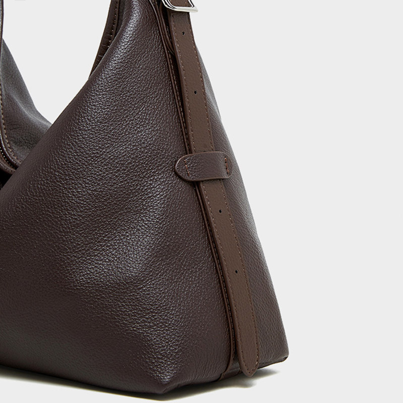 Sac hobo vintage en cuir pleine fleur avec boucle pour femmes