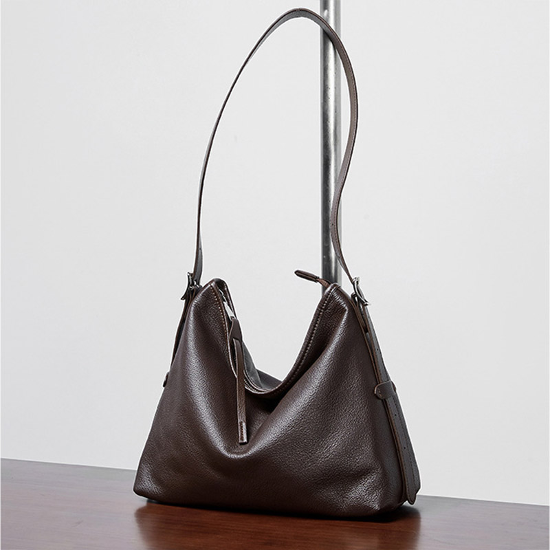 Sac hobo vintage en cuir pleine fleur avec boucle pour femmes